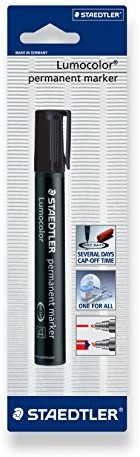 Staedtler 350  9, klinowatym czubkiem, kartę blistrową bkda Permanent Marker Lumocolor, wielokrotnego napełniania z 1 sztuki, czarny 350-9 BKDA