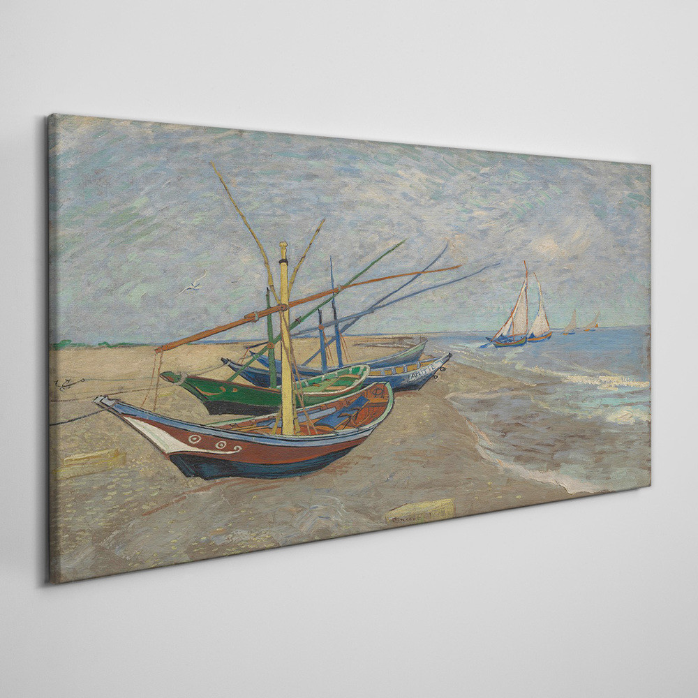 PL Coloray Obraz na Płótnie łodzie na plaży Van Gogh 140x70cm
