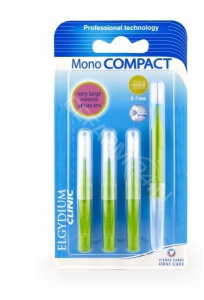 Pierre Fabre Czyściki do przestrzeni międzyzębowych Elgydium CLINIC Mono COMPACT 8-7 mm zielone x 4 szt