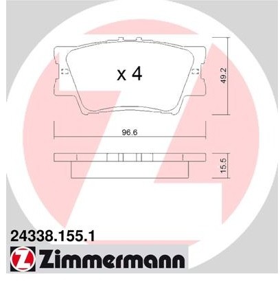 ZIMMERMANN Zestaw klocków hamulcowych, hamulce tarczowe 24338.155.1