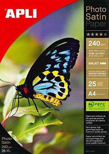 Apli 010415 25 sztuk papier fotograficzny satynowy 210 x 297 mm 240 g 10415