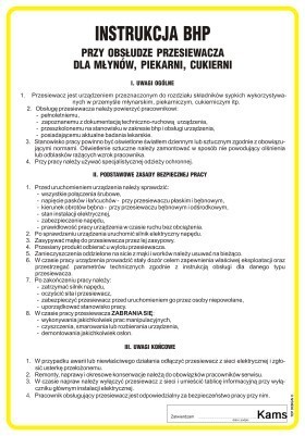 IAG33 Instrukcja BHP przy obsłudze przesiewacza dla młynów, piekarni, cukierni