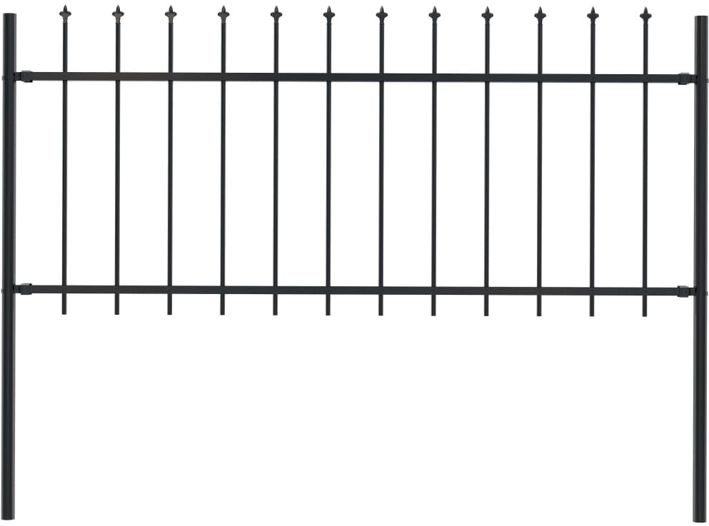 Panel ogrodzeniowy z grotami, stal, 1,7 x 0,8 m, czarny
