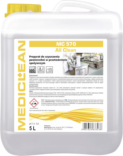 Mediclean Mediclean MC 570 All Clean preparat do czyszczenia powierzchni w przetwórstwie spożywczym 5L