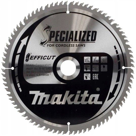 Makita Efficut B-67240 Tarcza Do Drewna 260X30 80Z