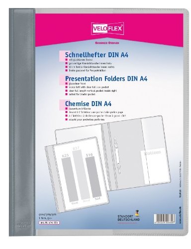 VELOFLEX Veloflex 4741081 - skoroszyt Veloform DIN A4, PVC, przezroczysta przednia pokrywa, pasuje do koszulek na dokumenty, szary 4741081