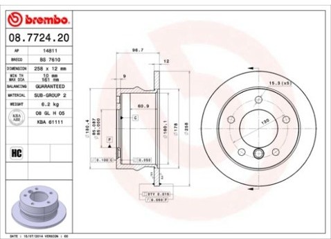 BREMBO Tarcza hamulcowa 08.7724.20