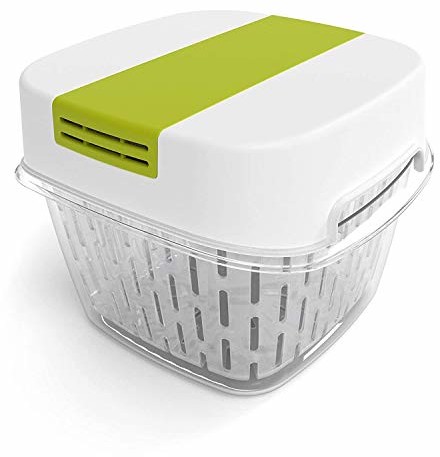 Rotho Fresh mały pojemnik na żywność, 1,6 l, z wentylacją, tworzywo sztuczne (SAN), nie zawiera BPA, biały/zielony, 1,6 l (15,5 x 15,5 x 12,3 cm)