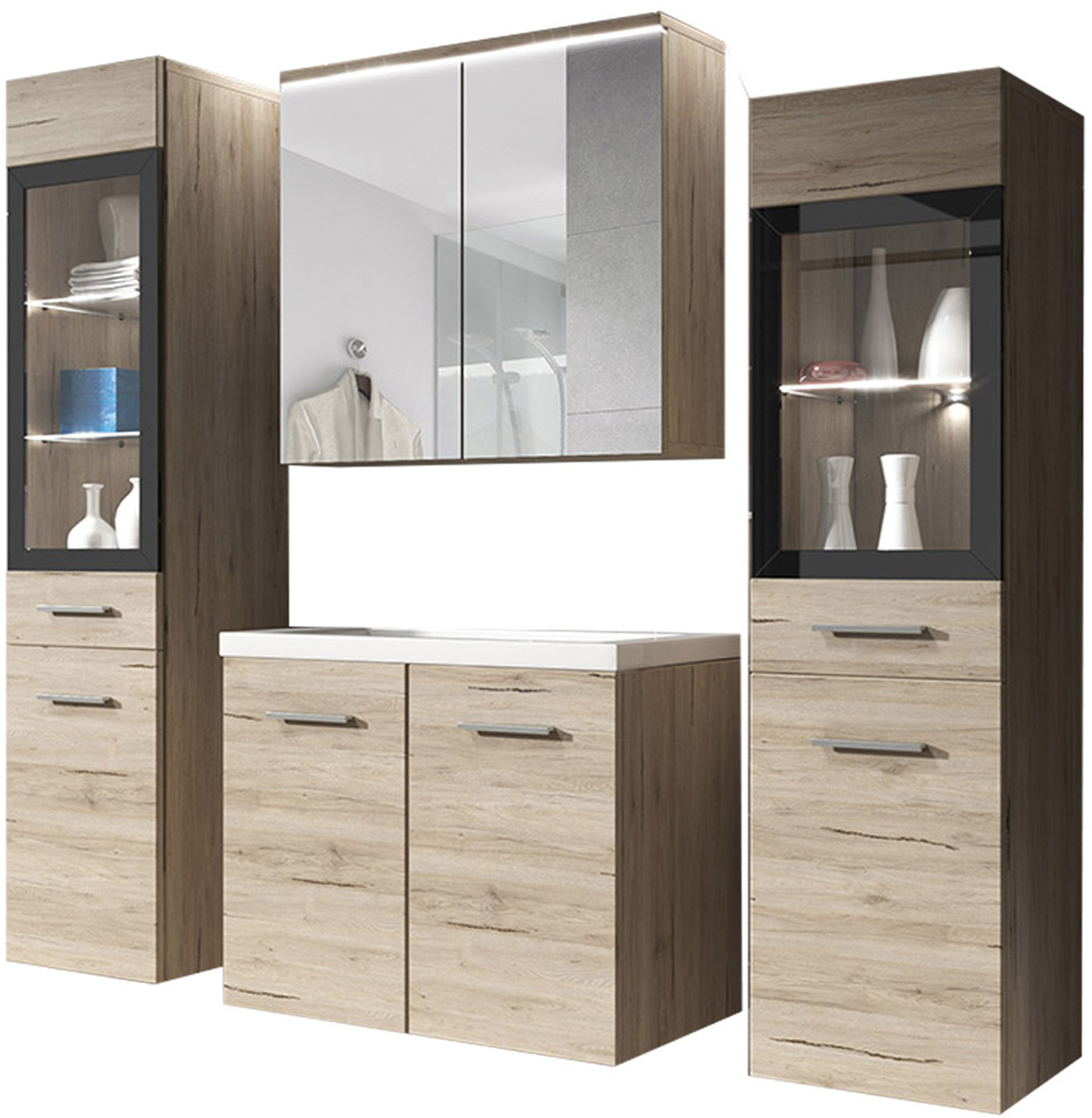 Łazienka Meble do Łazienki Udine II Zestaw Lustro