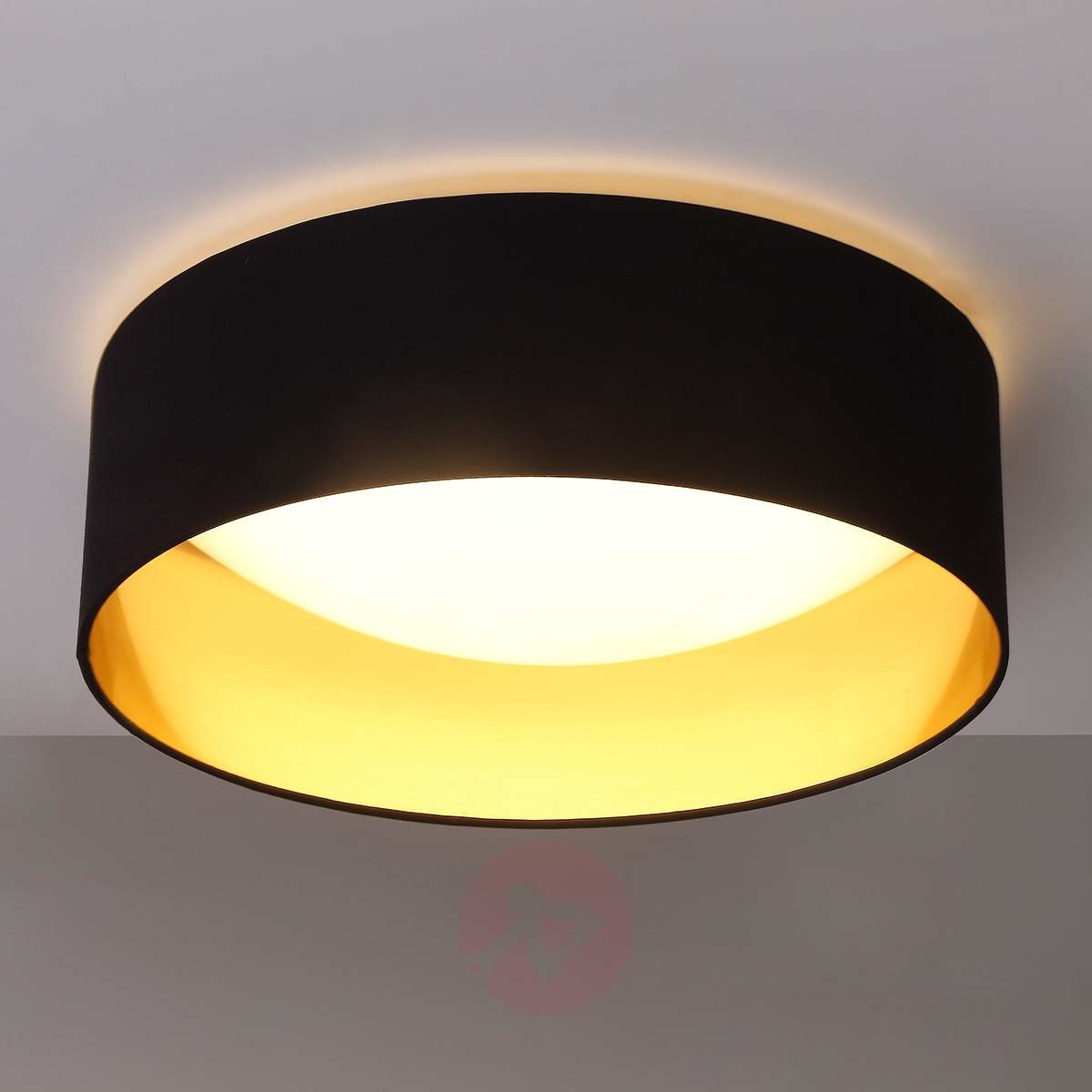 Lampenwelt Materiałowa lampa sufitowa COLEEN, czarna