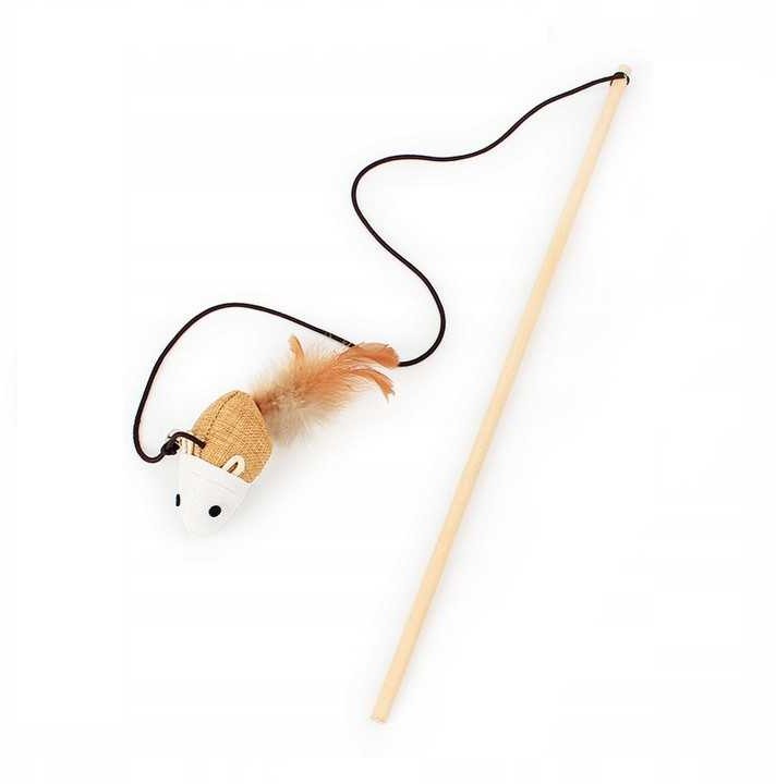 PETSTORY WĘDKA Z MYSZKĄ PIŁKĄ Piórka Zabawka dla Kota 120 cm PETSTORY 018803