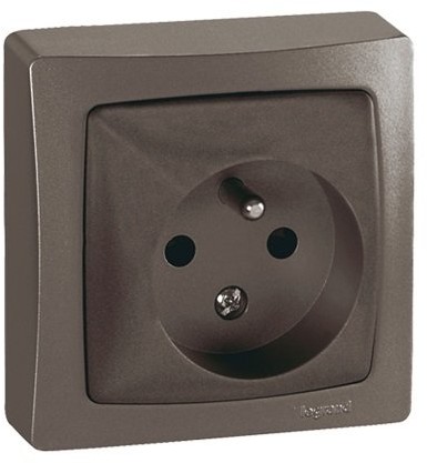 Legrand leg97631 gniazdo 2-biegunowe z ziemi, automatyczne zaciski śrubowe, brązowy LEG97631