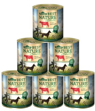 Dehner Best Nature karma dla doroslych psow o smaku wolowiny z ryzem w oleju - 6 x 800 g (4.8 kg)