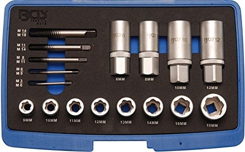 BGS ausdrehsatz na śruby, nakrętki i szpilki na koronce, 17-częściowy, 1 sztuka, 8378