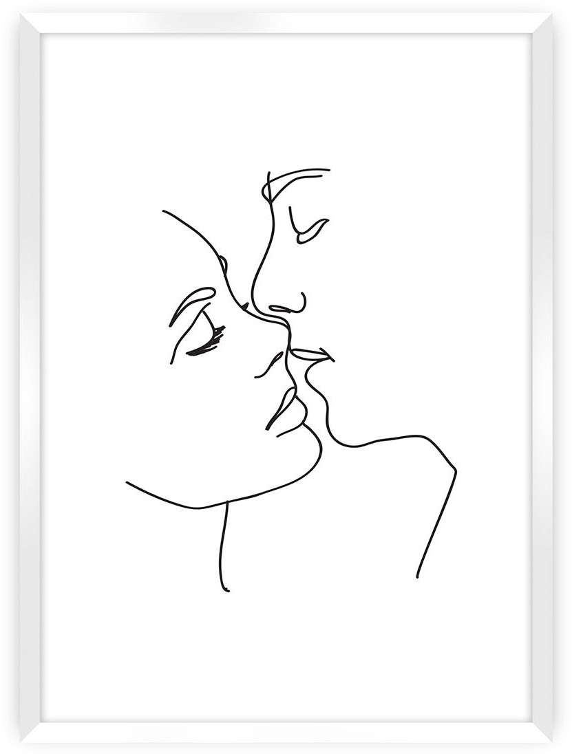 Dekoria Dekoria Plakat Kiss Line 40 x 50 cm Ramka Biała 221D-000-42