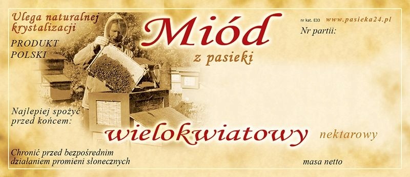 Etykiety na miód wielokwiatowy (100szt) e33