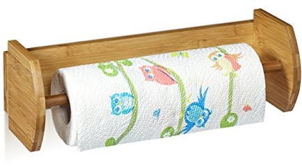 Relaxdays uchwyt ścienny na ręczniki papierowe i rolki, bambusowy, wymiary: wys. 12 x szer. 37 x gł. 13 cm, kolor: naturalny 10020331