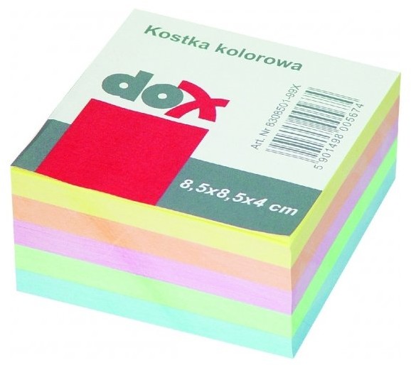 Office products Bloczek kostka 8,5x8,5x4cm nieklejona kolorowa WK.004.147/4