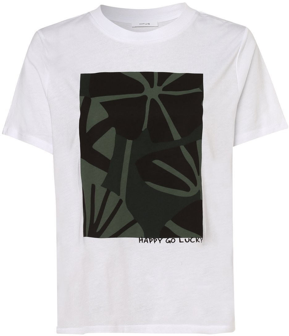 Opus T-shirt damski Smina lucky, biały