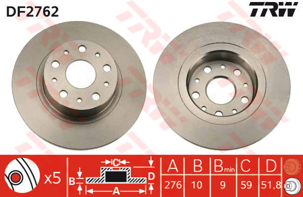 TRW Tarcza hamulcowa DF2762