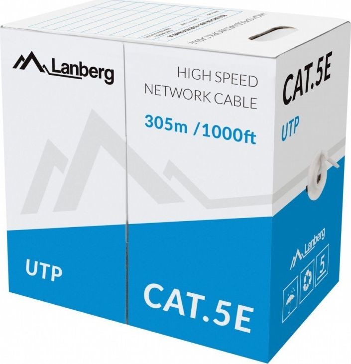 LANBERG KABEL LAN UTP KAT-5E 305M DRUT CCA ZIELONY  LCU5-10CC-0305-G