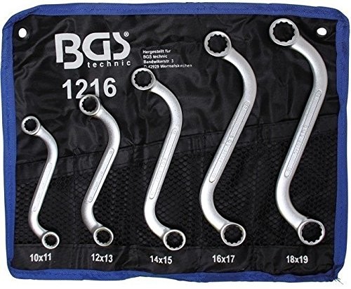 BGS zestaw kształt S podwójny klucz oczkowy, 10 X 11  18 X 19 MM, 5-częściowy, 1216