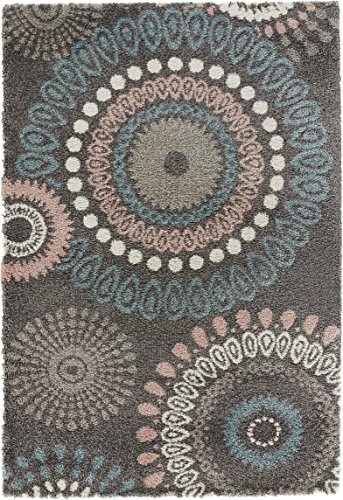 Mint Rugs Wzornictwo welurowy dywan z wysokim runem Globe Szary 102756