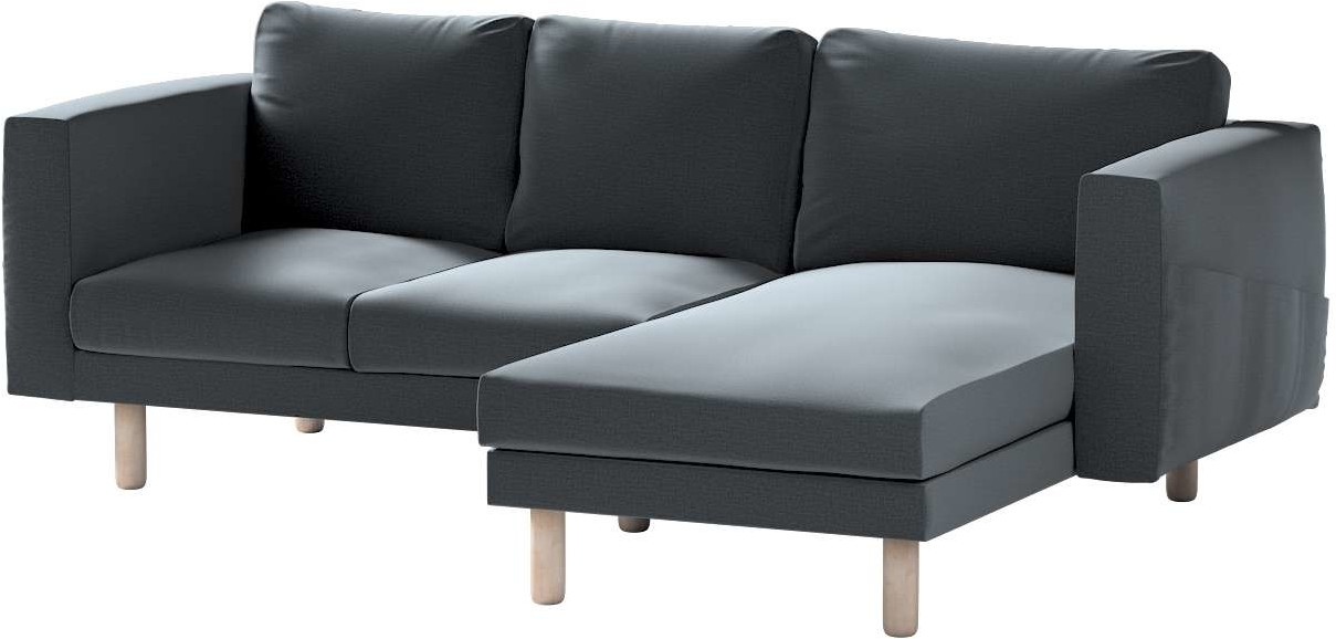 Dekoria pl pl Pokrowiec na sofę Norsborg 3-osobową z szezlongiem grafitowy welwet 231 x 88/157 x 85 cm Ingrid 1026-705-43