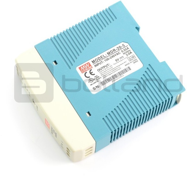 Zasilacz Mean Well MDR-20-5 na szynę DIN - 5V / 3A / 15W ZAS-08679
