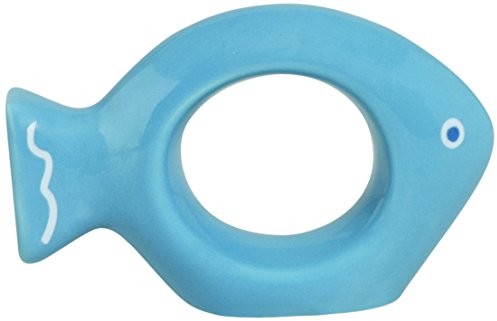 Excelsa Ocean pierścień na serwetki, ceramika, biały/jasnoniebieski 50393