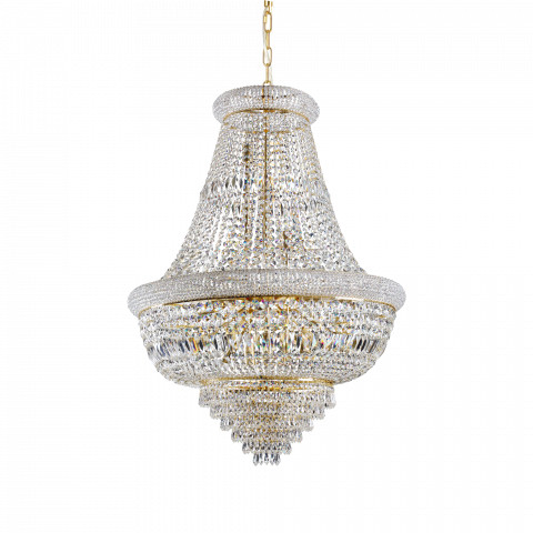 Ideal Lux Żyrandol Dubai 243528 elegancka oprawa z kryształami w kolorze złota 243528