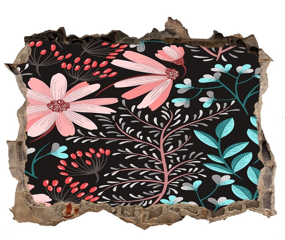 Wallmuralia.pl Fototapeta dziura na ścianę cegła Wiosenne kwiaty