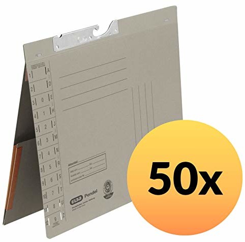 Elba 100570021 skoroszyt wahadłowy, opakowanie 50 sztuk, kieszeń z grzbietem z dziurką 320 g/m, szary 100570021