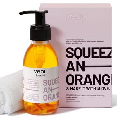 Veoli Botianica Olejek 2w1 do demakijażu i masażu twarzy z kawałkami pomarańczy SQUEEZE AN ORANGE 132,7g Veoli Botanica