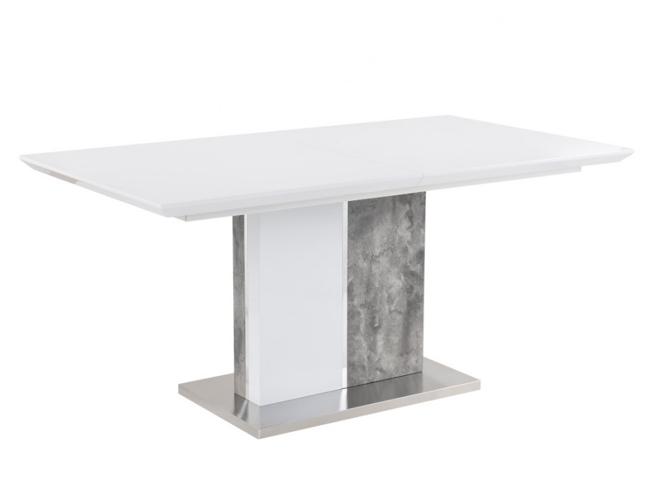 Unique Vente Rozkładany stół do jadalni EREN - 6 do 8 osób - MDF - Kolor: biały i betonowy
