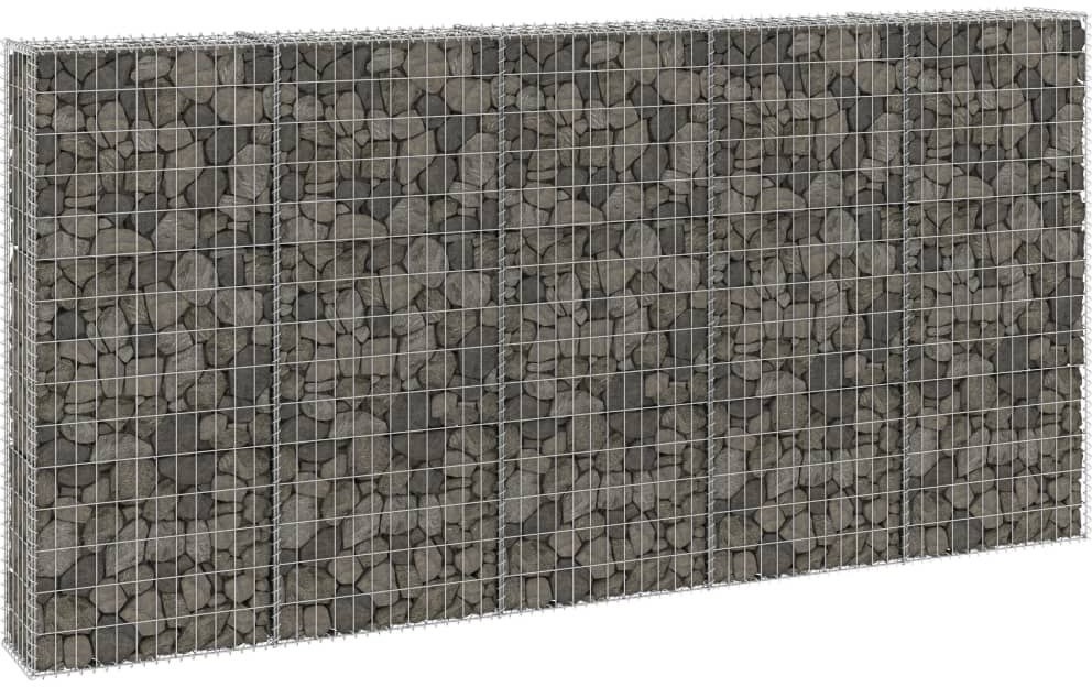 vidaxl Ściana gabionowa z pokrywami, galwanizowana stal, 300x30x150 cm 147822