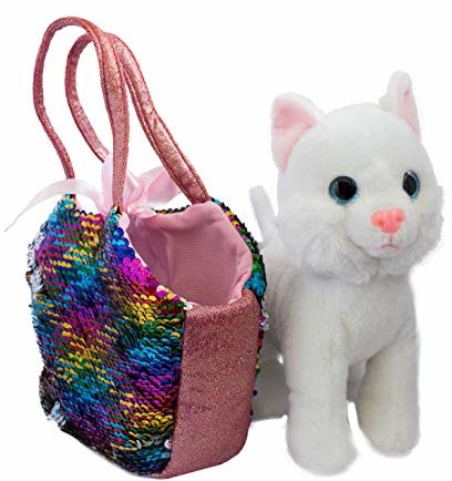 Joy Toy 52268 Catty pluszowy 20 cm w magicznym woreczku z cekinami 13 x 25 x 20 cm, wielokolorowy 52268