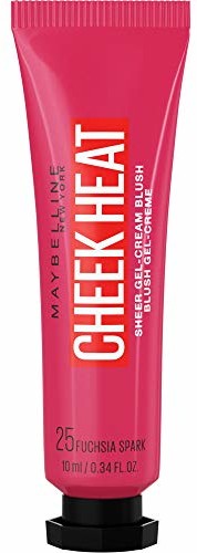 Maybelline New York Cheek Heat Blush, róż, żelowa formuła pigmentów na bazie wody, błyszczące wykończenie, nr 25 Fuchsia Spark