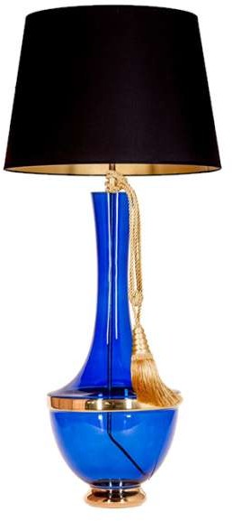 4concepts Stojąca LAMPKA sypialniana TROYA L232271257 abażurowa LAMPA vintage czarna niebieska L232271257