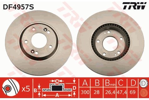 TRW Tarcza hamulcowa DF4957S