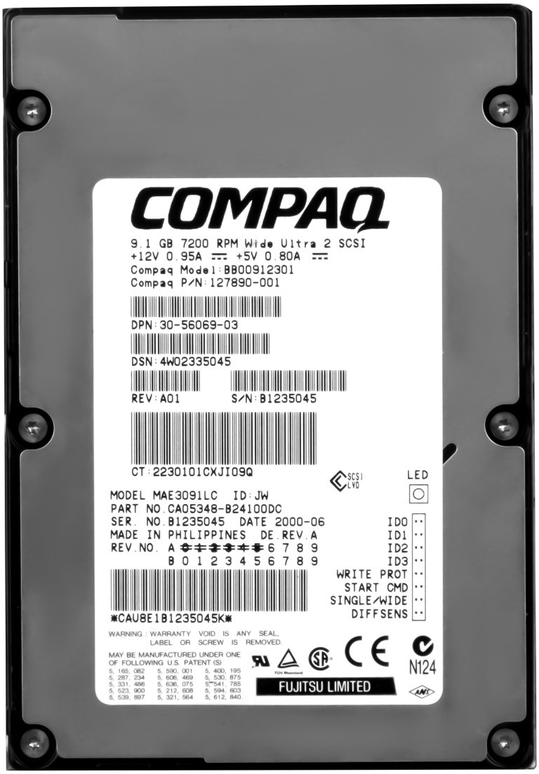 Compaq 127890-001 9.1GB 7.2K Scsi 3.5'' BB00912301