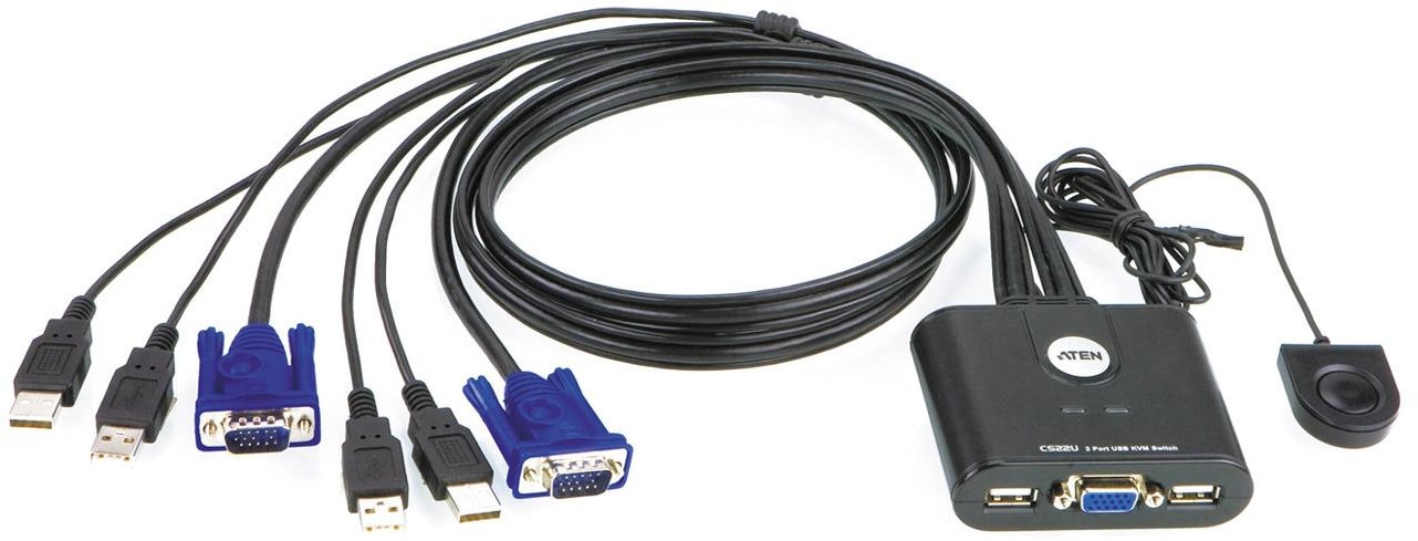 Aten KVM 2 / 1 CS-22U USB- pilot zintegrowane kable