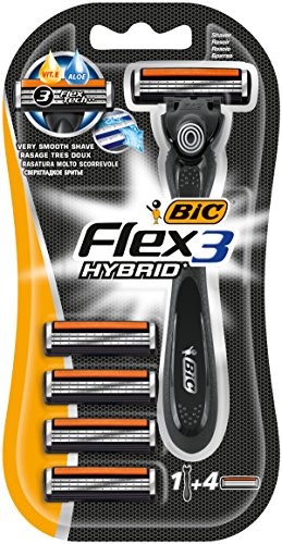 BiC Flex 3 Hybrid zestaw do maszynki do golenia dla mężczyzn, 3 ostrza, 1 uchwyt do golenia i 4 ostrza wymienne 8930161