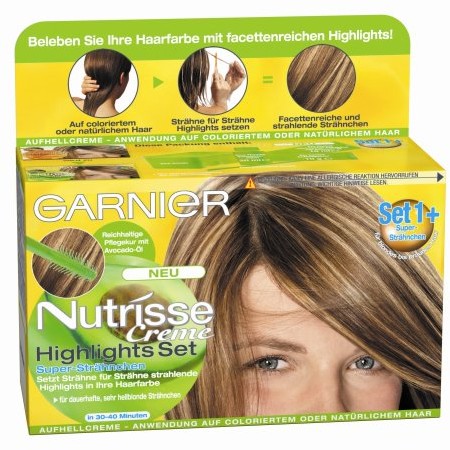 Garnier Nutrisse Creme Highlights do jasnych straehnchen/motków zestaw, 1 sztuki opakowanie 3 szt. C23796