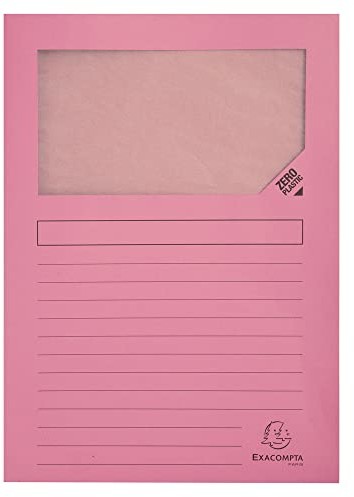 Exacompta Exacompta 50156E opakowanie z 100 apteczkami okiennymi Super, certyfikat PEFC, karton 160 g/m, praktyczne i wytrzymałe, do DIN A4, opakowanie 100 szt., różowe 50156E