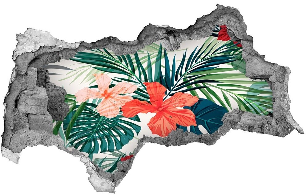 Wallmuralia.pl Okleina 3D dziura naklejka Tropikalne kwiaty