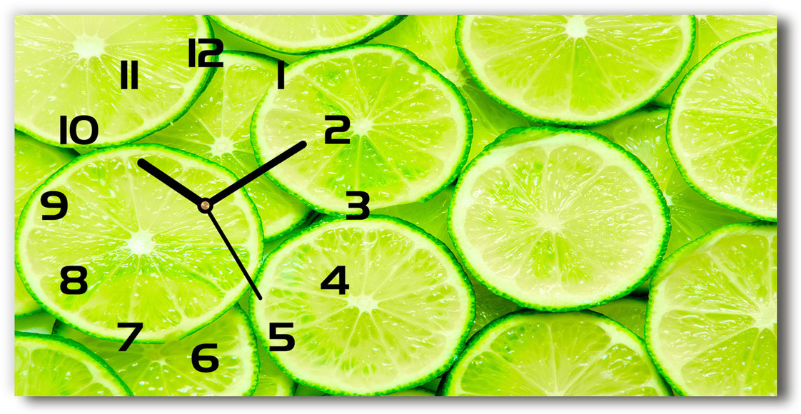 Nowoczesny zegar ścienny szklany Limonki