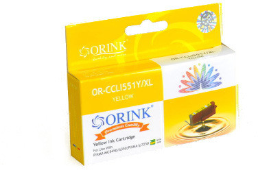 ORINK Tusz CLI551XLY do drukarek Canon Pixma MG5450 / 6350 / Pixma iP7250 | Yellow | 12ml. CCLI551XLY OR orink_CLI551XLY OR
