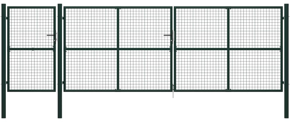 vidaxl Brama ogrodzeniowa, stalowa, 500 x 150 cm, zielona