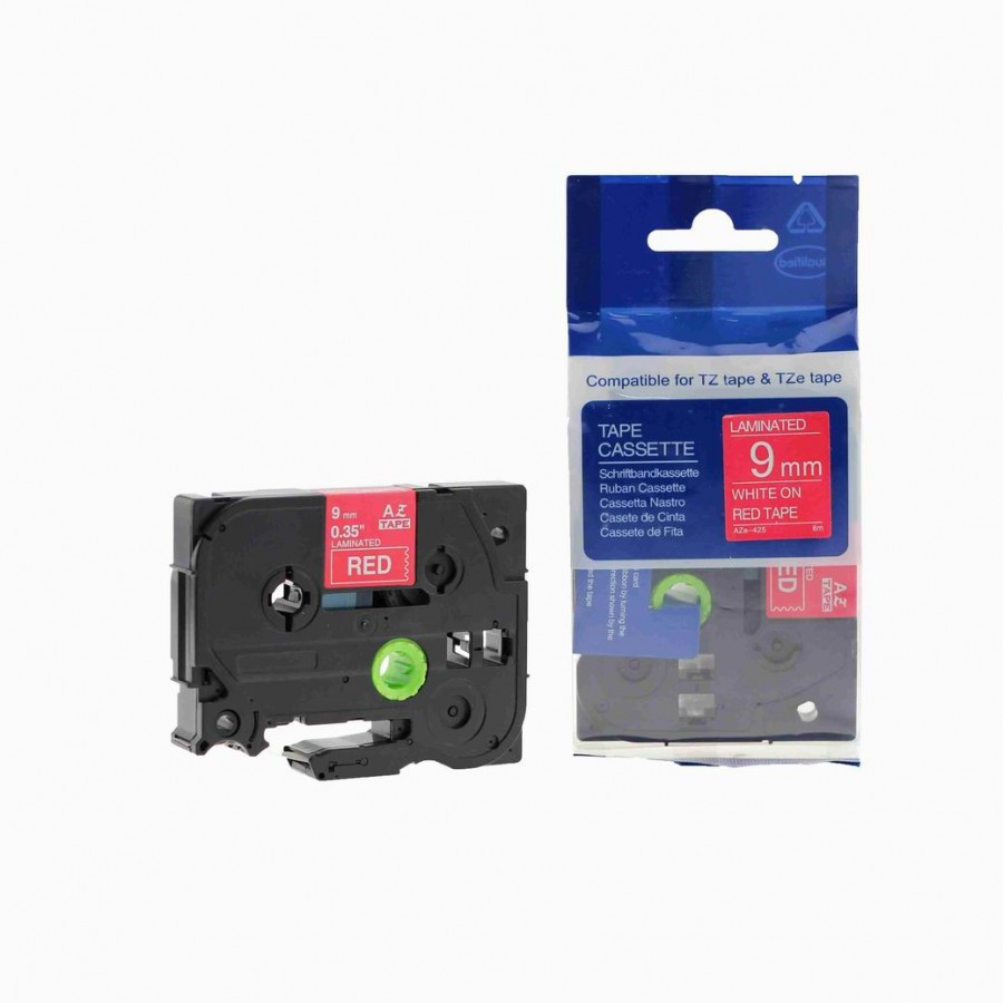 Brother Taśma zamiennik TZ-425 / TZe-425, 9mm x 8m, biały druk / czerwony podkład
